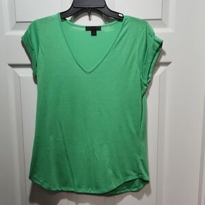 Green V-Neck Women's Top